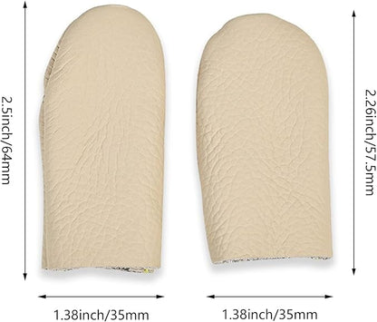 4 Pairs Leather Finger Protector Needle Felting Knitting Finger Thimble Guards Tools, Fingers Thumb Protector for Knitting Sewing Quilting Pin Needles Craft Accessories DIY Sewing Tools(Random Color)