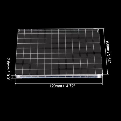 PATIKIL 5" x 3.5" Acrylic Stamp Block, Clear Stamping Block with Grid Lines Decorative Mounting Blocks Square for Scrapbooking DIY Crafts Card Making
