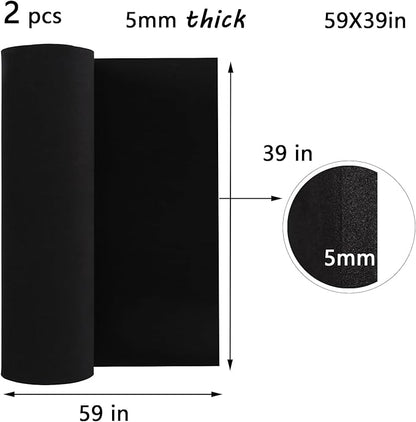 AMZQNART 2Pcs EVA Foam 5mm, Cosplay Foam 39x59 inch Black, High Density 90 kg/m³, for Craft Projects Cosplay Costumes, Fake Weapons, Decorations, Christmas, Easter, Thanksgiving, etc.