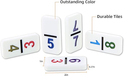 NOLIE Mexican Train Game, Double 12 Domino Set, Colored Number Dominoes with Aluminum Case