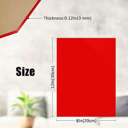 2 Pcs Red Acrylic Sheets for Laser Cutting Thick 3mm 8x12x1/8In Red Acrylic Sheet with Protective Paper for Handcrafts Signs