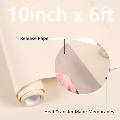 HTVRONT Puff Vinyl Heat Transfer -10" x 6ft Beige 3D Puff Heat Transfer Vinyl Foaming Colorful Puffy Iron on Vinyl for T-Shirt- Cream Puff Htv Vinyl for Compatible with Cricut Cutting Machine