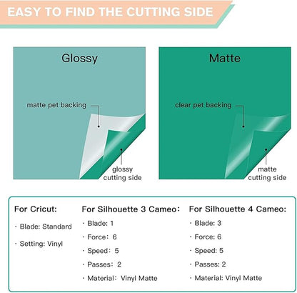 HTVRONT Permanent Vinyl for Cutting Machine - 80 Pack Permanent Adhesive Vinyl Sheets, 45 Assorted Colors Permanent Bundle, Silhouette, Cameo Cutters, Signs, Scrapbooking, Craft