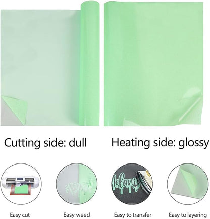 guangyintong Glow Glitter Light Green Heat Transfer Vinyl HTV Rolls, 12" x 8ft Iron on Vinyl for T-Shirts, Glitter HTV Vinyl for All Cutter Machines Easy to Cut & Weed for DIY Design