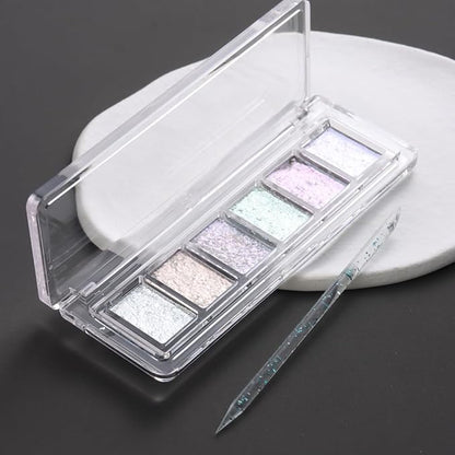 6 Colors Solid Opal Aurora Nail Powder Set, Iridescent Aurora Pigment Holographic Chameleon Sparkly Flakes Glitter Dust Kit for Gel Polish Nail Art Decorations…