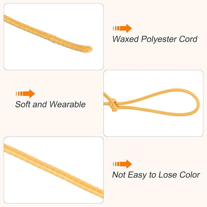 MECCANIXITY Waxed Cord 2.5mm Waxed Polyester Cord 87 Yard Wax String for Bracelet Making, Necklaces, Beading, Jewelry Making and DIY Crafts(Golden Yellow)