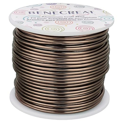 BENECREAT 9 12 17 18 20 22 Gauge Aluminum Wire (12 Gauge,100FT) Anodized Jewelry Craft Making Beading Floral Aluminum Craft Wire for Christmas Tree, Garden, Model Making - Brown