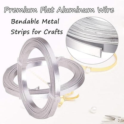 Flat Aluminum Wire Bendable Flat Wire for Crafts 5mm Metal Strips for DIY Jewelry Making Bezel Sculpting Armature 18Gauge 6.5Feet/Roll 2Rolls (5mm Wide, Silver, 2)