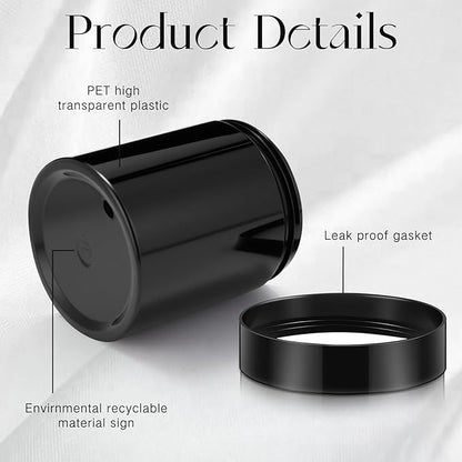 SATINIOR 12 Pack 8 oz Plastic Container Jars with Lids Round Clear Travel Cosmetic Container Slime Jar for Toiletries, Lotion, Cream, Ointment, Makeup, Rhinestone, Sample, Kitchen Storage(Pure Black)