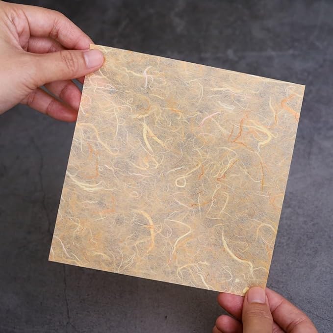 Natural Banana bark,leavse etc., 6 x 6 Inches Square Origami Paper Arts Folding Craft, Decoration Paper, Painting Square Folding Paper for DIY Crafts, 50 Sheets (Mixed Leaves,Banana Bark, etc, 6"x6")