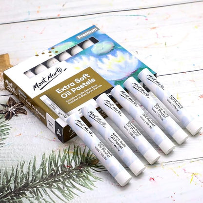 Mont Marte Extra Soft Oil Pastels White Premium 6pc, 2PACK, Assorted Natural Oil Pastel Colors, Vibrant, Buttery, Versatile Art Pastels for Blending, layering & Shading, Coloring and Sketching