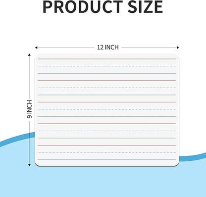 2pack 9x12 inches Dry Erase Board Lapboard Reusable Lined Erasable Ruled Writing Note Pad Lapboard,Blank Whiteboard on Reverse Mini Whiteboard,Small White Board Dry Erase for Students & Classroom