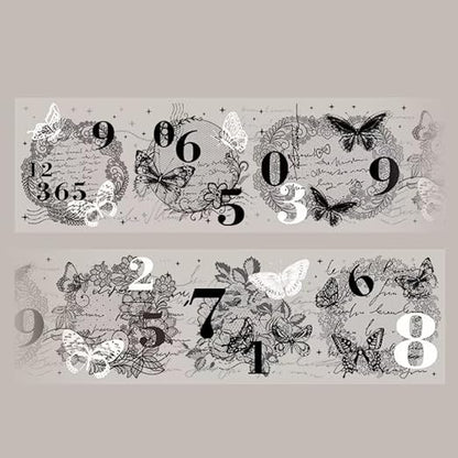 3pcs Vintage Lace Tape Cutout Art Lace Black White Stickers Roll Sticker PET Reusable Exquisite Lace Butterflies Floral Pattern Tape for DIY Scrapbook Album Journal Photo Frames Decor