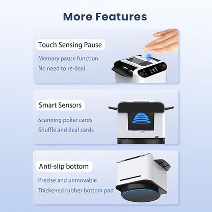 Automatic Card Shuffler and Dealer 2-in-1, 360°/180°Rotating Dealer with Wireless Remote Control, Supports 1-12 Players Poker Shuffler, Suitable for UNO, Poker, Phase 10, Skip-Bo, Blackjack