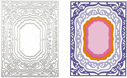 Lace Rectangle Frame Metal Die Cuts,Flower Border Square Frames Layering Label Card Cutting Dies Stencils for Card Making Stencil Embossing Tool Scrapbooking DIY Craft