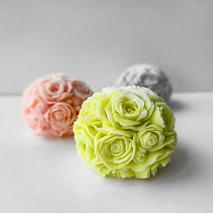 Rose Ball Round Candle Mold - Silicone 3D Molds for Candy & Home Decor - Resin Casting & Making Molds