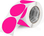 Perco Fluorescent Pink 3-Inch Round Circle Dot Sticker Labels with Easy Peel Perforation - 500 Labels per Roll - Strong Adhesion, Vibrant Colors for Organizing, Crafting & More - Made in USA