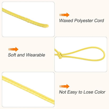 MECCANIXITY Waxed Cord 0.5mm Waxed Polyester Cord 175 Yard Wax String for Bracelet Making, Necklaces, Beading, Jewelry Making and DIY Crafts(Light Yellow)