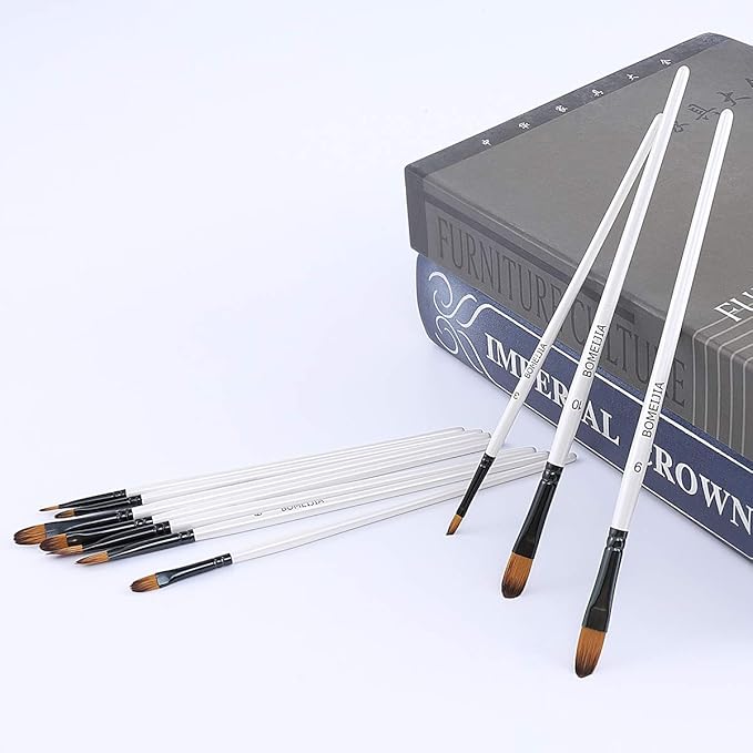 Filbert Paint Brushes Set, 12 PCS Artist Brush for Acrylic Oil Watercolor Gouache Artist Professional Painting Kits with Synthetic Nylon Tips