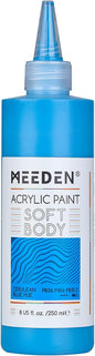 MEEDEN Soft Body Acrylic Paint: Cerulean Blue Hue 250ml/8.45oz Bulk Acrylic Colors in Ergonomic Bottle - Fluid Flow Art Paints for Artists Canvas Painting