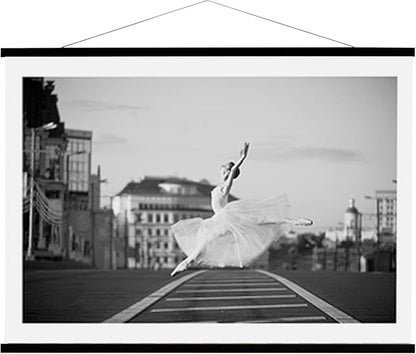 WITCOLOR 32" Wide Magnetic Poster Hanger Frame - 32x24 32x45 32x40 Wooden Poster Frame, Solid Black Wood, Strong Magnets for Easy Hanging Posters Maps Pictures Canvas Scrolls Print Wall Art