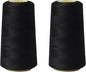 Sewing Thread Cone Set, 2 Pack Serger Thread, 3000 Yards Each, All Purpose Thread for Sewing, Quilting, Machines, Overlock, Merrow & Hand Embroidery (Black*2)