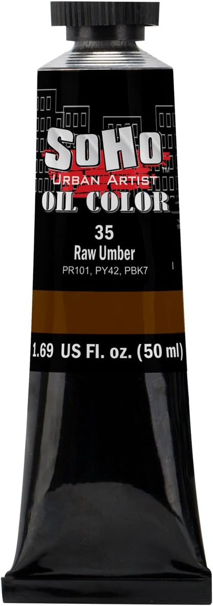 Soho Urban Artist Oil Paint - Raw Umber, 50 ml Tube - Best Valued Oil Colors for Painting, Excellent Pigment Load