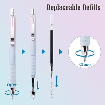 Gel Pens Fine Point 0.7mm Black Ink Gel Pen Retractable Cute Pens for Smooth Writing School Office Supplies, Pack of 18