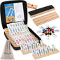 Mexican Train Dominoes Set Numbers and 8 Wooden Holders, Double 12 Travel Domino Train Game with 91 Colored Tiles and Protable Case, Number Domino Set for Kids, Adults Family Board Team Games