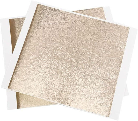 Imitation Gold Foil Sheets - KINNO Antique Gold Leaf Paper for Arts Decoration, Gilding, Nails, Handcrafts, Picture Frames, Sculpture, Furniture, and Wall, Paintings, 100 Sheets 5.1 by 5.3 Inches