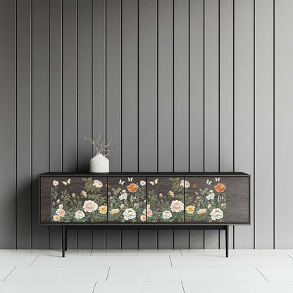 GLOBLELAND 4 Sheets Light Vintage Florals Furniture Transfer 11.8x5.9inch Butterflies Peonies Rub on Transfer Wildflowers UV Self-Adhesive Stickers Wall Art Craft for Bedroom Living Room Desk Table