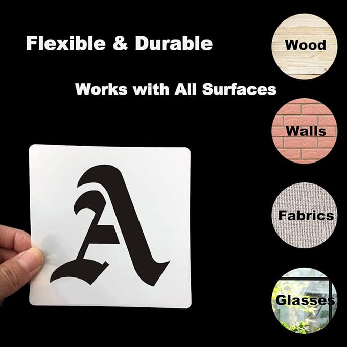 6 Inch Alphabet Letter Stencils for Painting - 70 Pack Old English Letter Stencil Templates with Numbers and Signs for Painting on Wood, Reusable Letters Stencils for Chalkboard Wood Signs & Wall Art