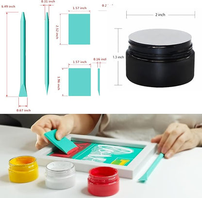 JAJADO Chalk Paste Paint for Christmas Stencils Set 20 Pcs, Winter Silk Screen Reusable Adhesive Print Xmas Mesh Transfers for Craft on Wood DIY T-Shirt Gift Card