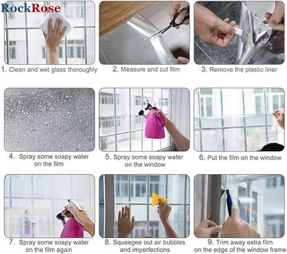 RockRose Security and Safety Clear Window Film - Anti-Shatter Tempered Glass Film for Home & Office Windows - Premium 4 Mil 99% UV Resistant Window Film for Enhanced Safety - (30 in X 10 Ft)