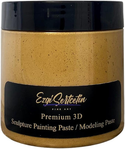 3D Sculpture Painting Paste|Texture Paste|Decorative Plaster|Ready to Use|Unique Metallic Pearl and Neon Colors|Ideal for Artwork|Stencil|Flowers|Texture and Art Relief|6 oz (Parmigiano)