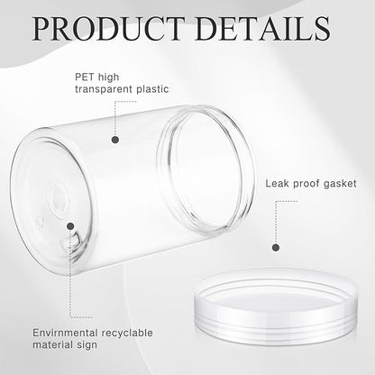 SATINIOR 12 Pack Plastic Container Jars with Lids Round Clear Travel Cosmetic Container Jars for Toiletries, Lotion, Cream, Ointments, Makeup, Rhinestone, Samples, Kitchen Storage(10 oz,Clear)