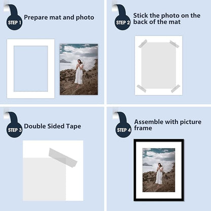 Mat Board Center, Pack of 10, 16x20 for 12x16 White Photo Picture Mats - Acid Free, 4-ply Thickness, White Core - for Pictures, Photos, Framing
