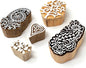Floral Design Wooden Stamp Block for Printing - Handcarved Printing Stamps for Scrapbooking/Fabric Textile/Clay/Pottery Craft/Tattoo (Set of 5) Hashcart®