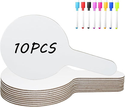 18Pcs Dry Erase Answer Paddles with Markers Thickened Handheld Double Sided Paddles Mini White Boards Small Dry Erase Signs Auction Paddles for Students Classroom Bidding Voting Games