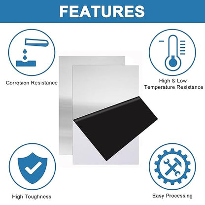 2Pcs 304 Stainless Steel Sheets Metal 8" x 12" x 1/64" (0.50MM) Inch 304 Stainless Steel Plates 24 Gauge Stainless Steel Shim Stock Plates Metal Sheets for Crafting, Stovetop, Snow Frosted Surface