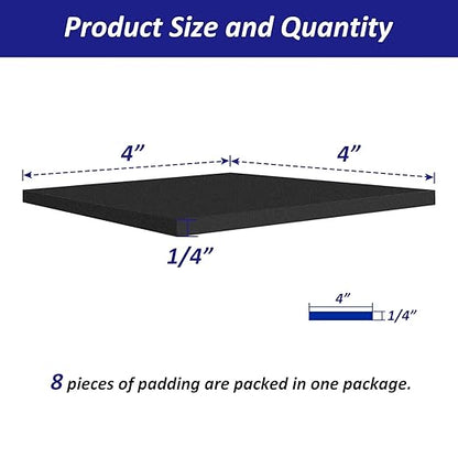 Foam Padding Sheets with Adhesive Backing - 1/4" Thick Self Stick Neoprene Insulation Foam,1/4 Inch Thick X 4 Inch Long X 4 Inch Wide (8, 1/4Inch x 4Inch x 4Inch)