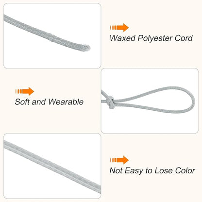 MECCANIXITY Waxed Cord 0.5mm Waxed Polyester Cord 175 Yard Wax String for Bracelet Making, Necklaces, Beading, Jewelry Making and DIY Crafts(Light Grey)