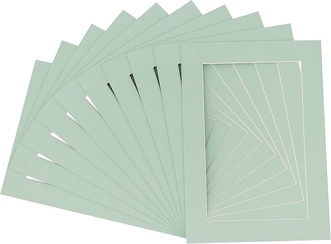 5x7 Mat for 8.5x11 Frame - Precut Mat Board Acid-Free Honeydew Green 5x7 Photo Matte For a 8.5x11 Picture Frame, Premium Matboard for Family Photos, Show Kits, Art, Picture Framing, Pack of 100 Mats