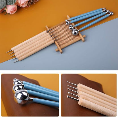 9 PCS Dotting Tools Ball Styluses with Box, Pen Dotting Tools Set for Rock Painting, Pottery Clay Modeling Embossing Nail Art