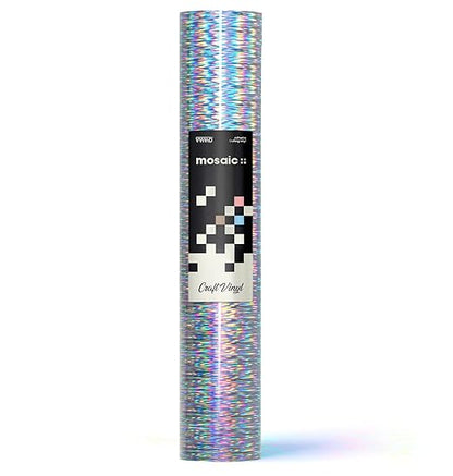 VViViD Mosaic+ Silver Brushed Holographic 1ft x 5ft Crafting Vinyl Crinkle-Free 8yr UV Finish Crafting Vinyl