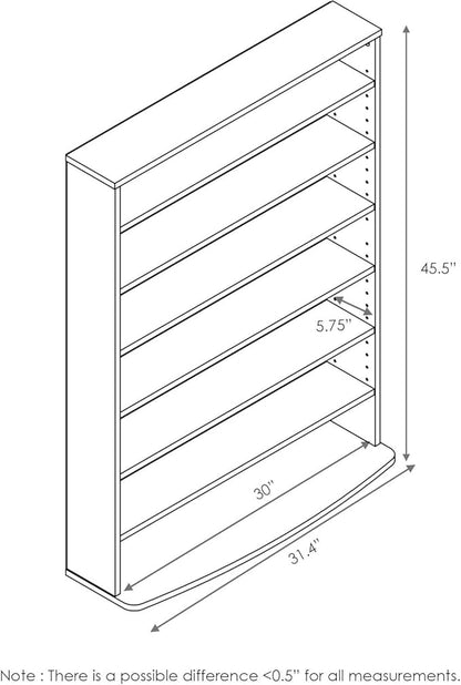 Adjustable Shelves Multimedia Storage Tower Rack with Spacious Media Organization, Durable Design, Versatile Rack for DVDs, CDs, Games, and More Espresso/6 Tier