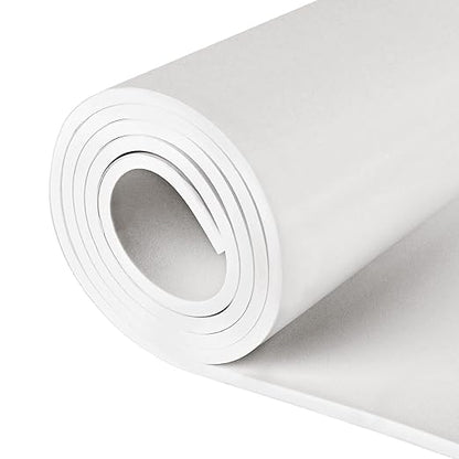 Sponge Neoprene Foam Rubber Sheet with Adhesive, 12 in x 60 in x 1/4 in Multi-Function Soundproof High Density Waterproof Rubber Mat, Perfect Cosplay Easy Cut DIY Neoprene Padding Roll - White