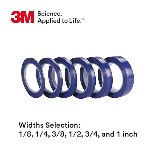 3M Vinyl Tape 471+, 1/4 in x 36 yd, Indigo, 1 Roll, Fine Line Tape for Paint Masking Striping, Color Separation and Complex Designs, High-Temperature, Stretch