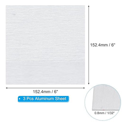 PATIKIL 6061 T651 Aluminum Sheet Metal 6 x 6 x 1/32(0.0315") Inch 3Pcs Flat Plain Aluminum Plate Covered Stock with Protective Film, Heat Rectangle 0.8MM for Lndustry Crafting