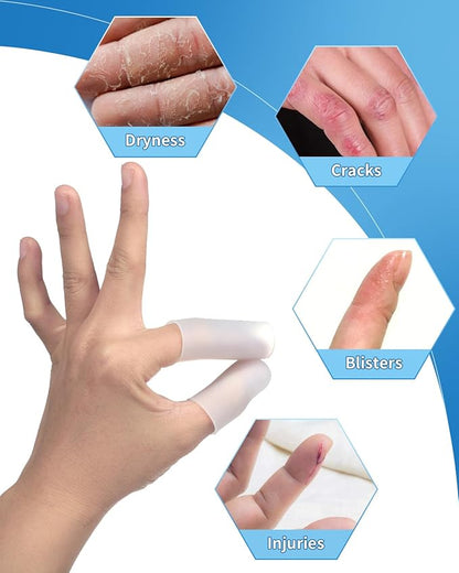 EORTA 30 Pieces Silicone Finger Cots Gel Finger Protector Gloves Fingertip Protect Moisturizing Covers for Embroidery, Cutting, Hands Cracking, Open and Closed fingertip, White
